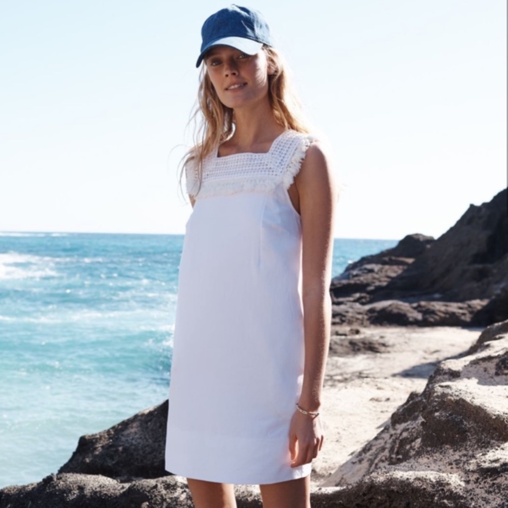 Madewell sz 4 white Sundream fringe shift dress